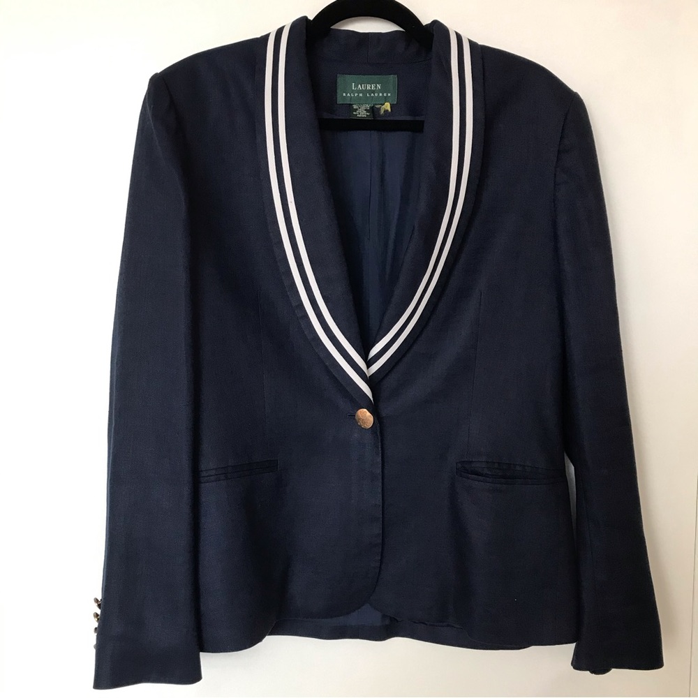 VTG Lauren Ralph Lauren Navy Blue Blazer Size 10